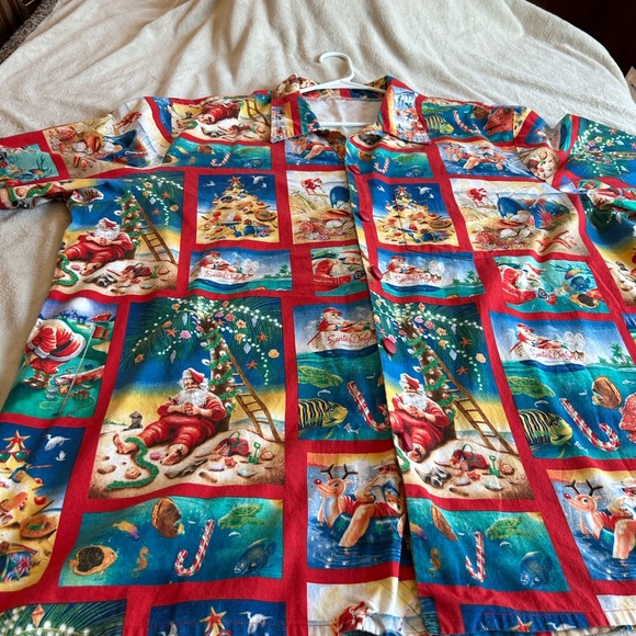 Santa Shirt Men's short sleeved Vintage Beach Hawaiian XXL - Picture 3 of 10
